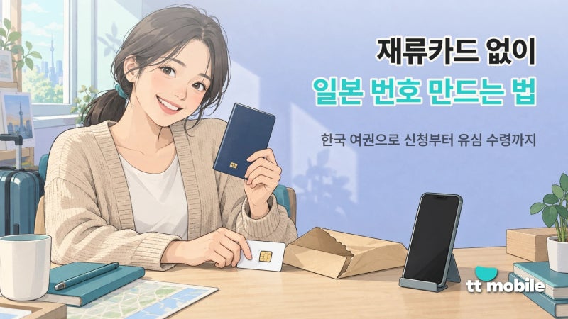 재류카드 없이 일본 번호 만드는 법 — 한국 여권으로 신청부터 유심 수령까지 (2026년)