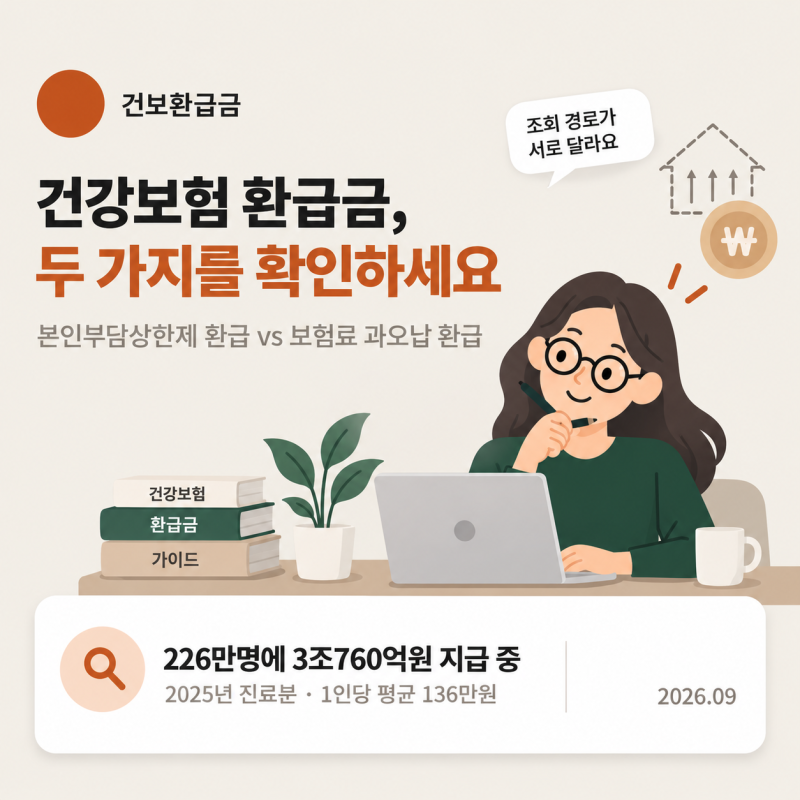 건강보험 환급금 두 종류 — 본인부담상한제 환급 vs 보험료 과오납 환급, 조회 경로가 다르....