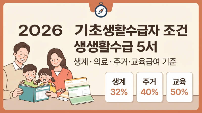 2026 기초생활수급자 조건｜생계·의료·주거급여 기준 총정리