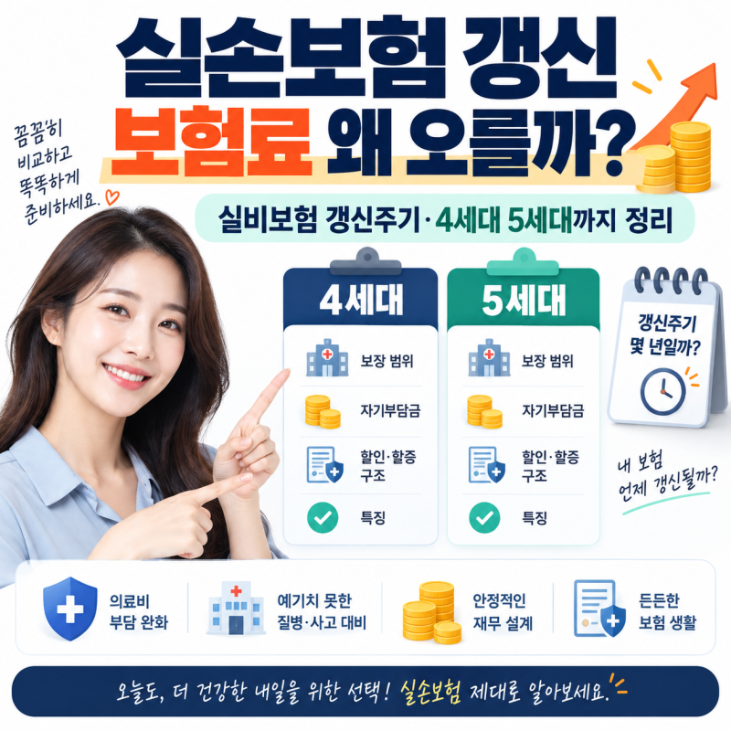 실손보험 갱신 보험료 왜 오를까? 실비보험 갱신주기·4세대 5세대까지 정리
