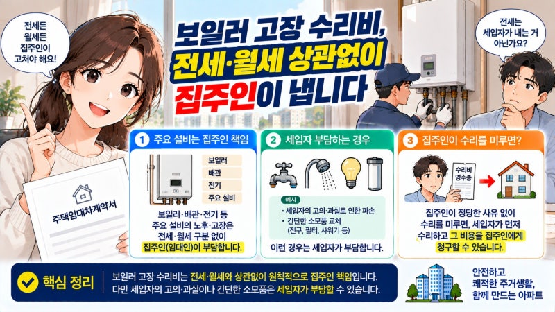 보일러 고장 수리비, 전세·월세 상관없이 집주인이 냅니다