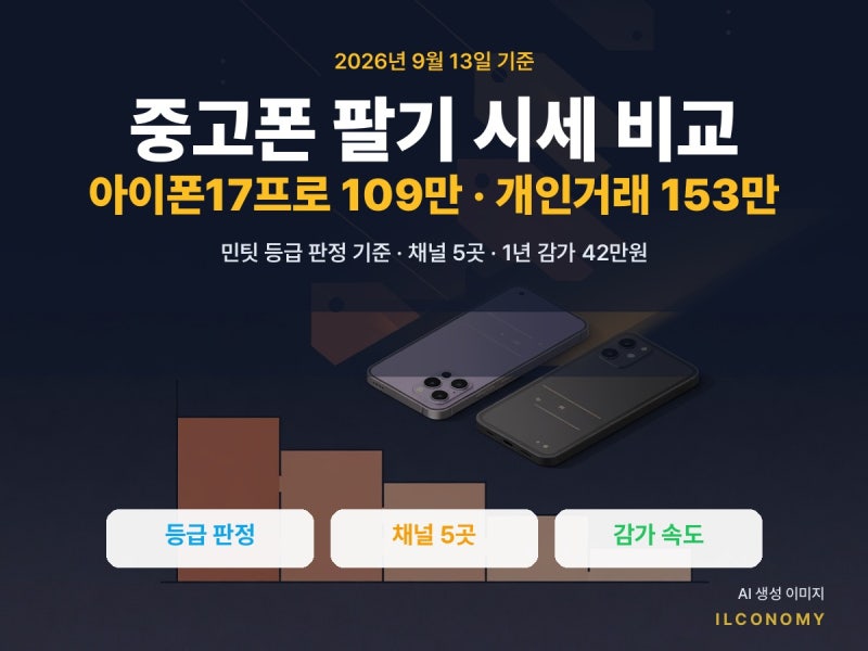 중고폰 팔기 시세 비교 아이폰17프로 민팃 109만 개인거래 153만 등급 판정 기준 감가 42만