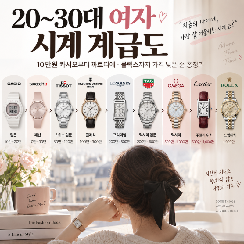 ⌚ 20~30대 여자 시계 계급도｜10만원 카시오부터 까르띠에·롤렉스까지 가격 낮은 순 총정리