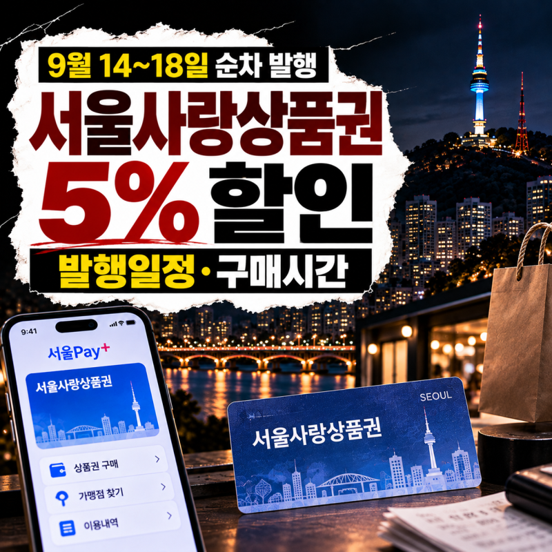 2026 서울사랑상품권 9월 발행일정, 5% 할인·자치구별 구매시간 총정리