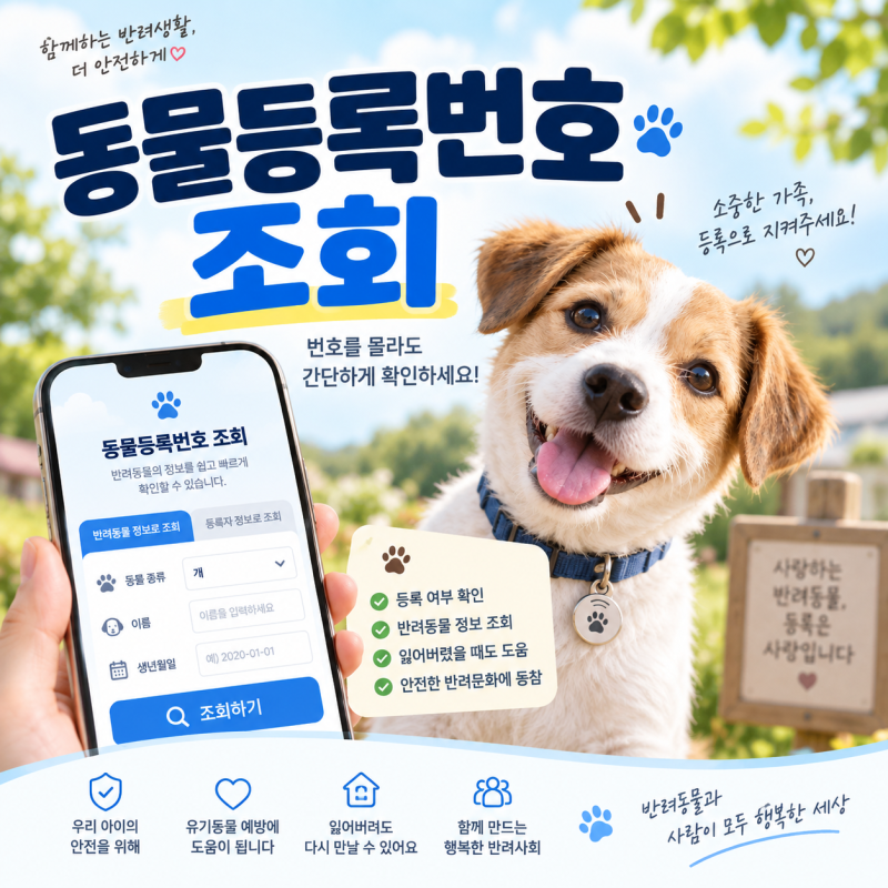 동물등록번호 조회 방법｜번호 모를 때 찾기와 주소 전화번호 변경