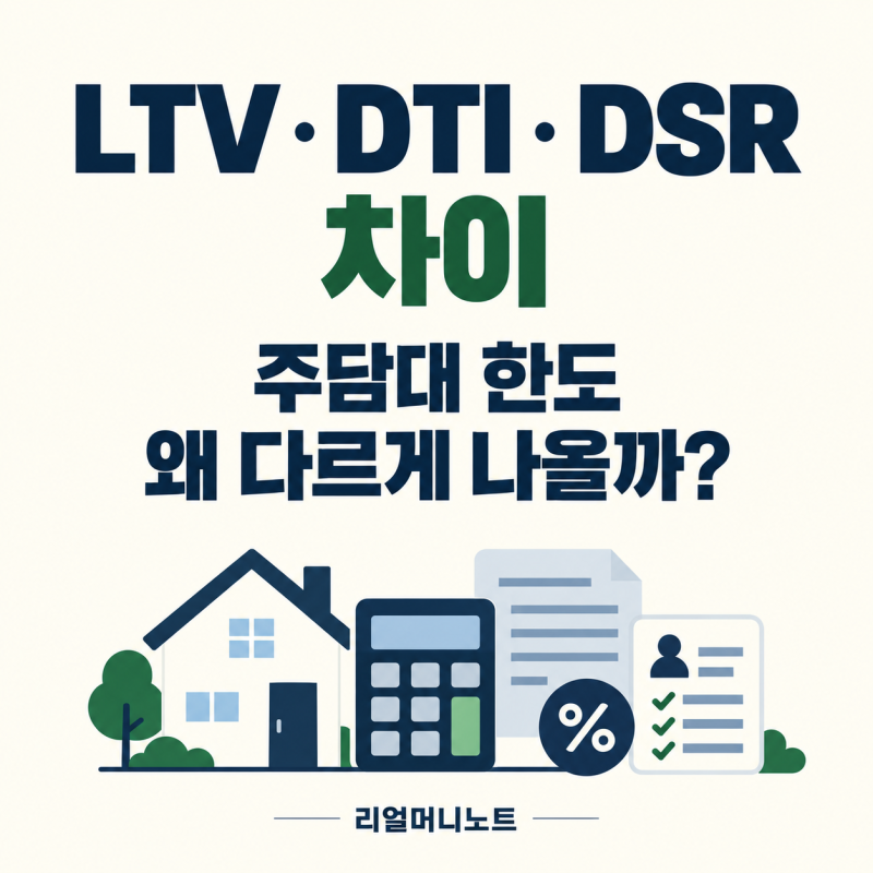 주택담보대출 LTV DTI DSR 차이｜대출한도 계산 전에 꼭 알아둘 것