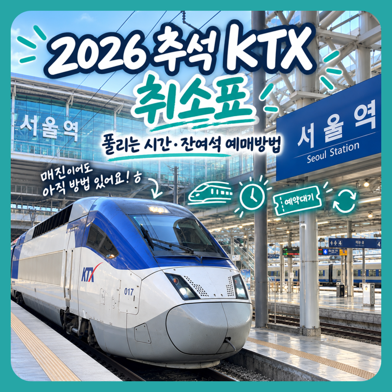 2026 추석 KTX 취소표 풀리는 시간, 코레일+ 잔여석 예매방법