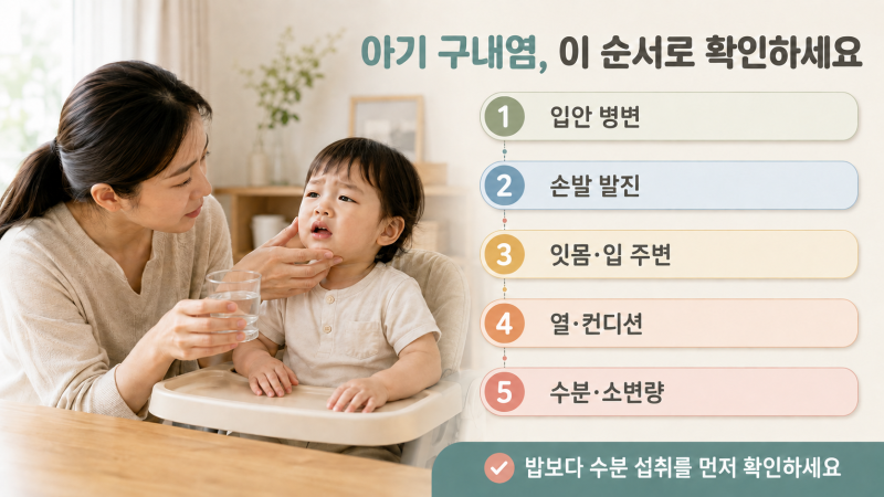 아기 구내염 빨리 낫는법｜밥보다 물이 먼저? 부모가 볼 5가지 기준