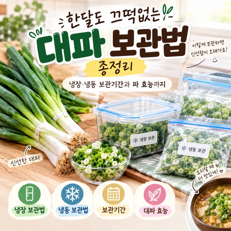 한달도 끄떡없는 대파 보관법 총정리 냉장·냉동 보관기간과 대파 효능까지