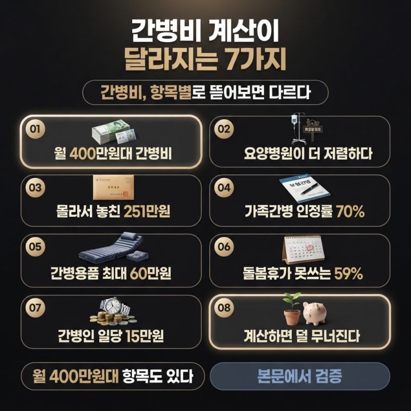 "부모님이 아프기 시작하면 돈 계산이 달라진다" 간병비 7가지 체크리스트