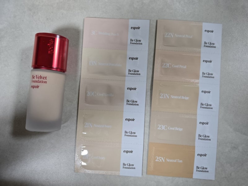 에스쁘아 비벨벳파운데이션 22C쿨페탈 20,530원 +비글로우파운데이션샤쉐키트 후기!!
