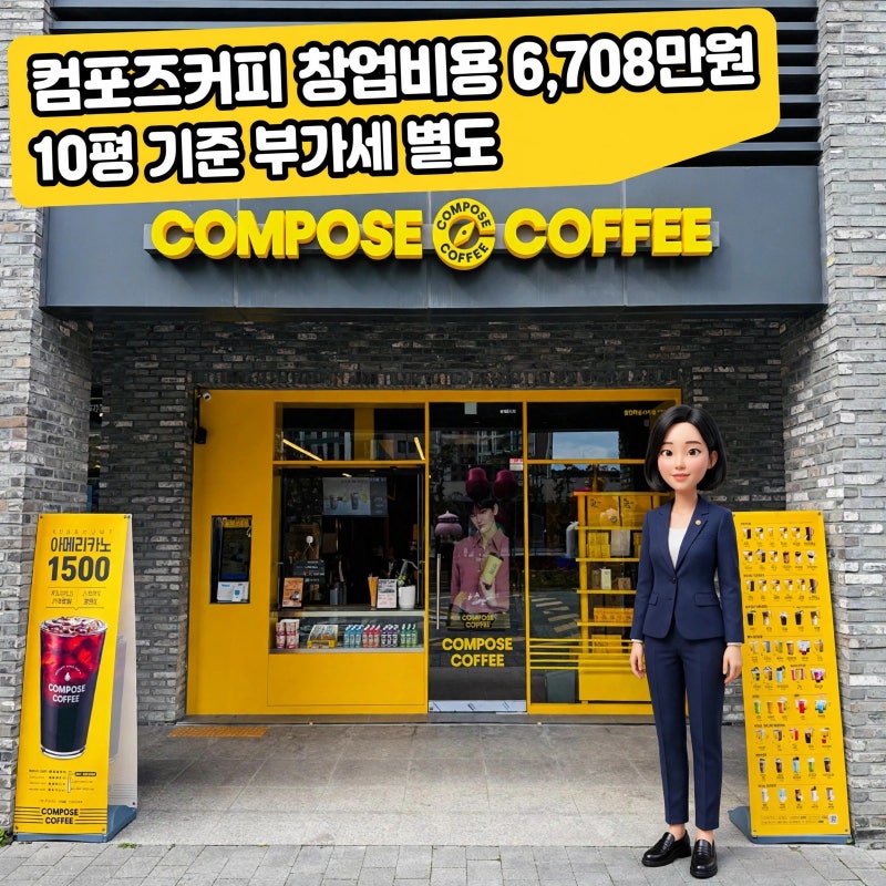 컴포즈커피 창업비용 6,708만원 — 작년엔 새로 연 곳보다 주인이 바뀐 곳이 더 많았습니다