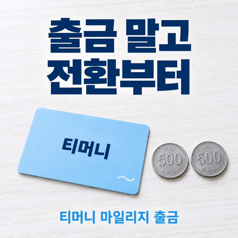 "현금은 안 되나요" 티머니 마일리지 출금 수수료 500원 내는 순서