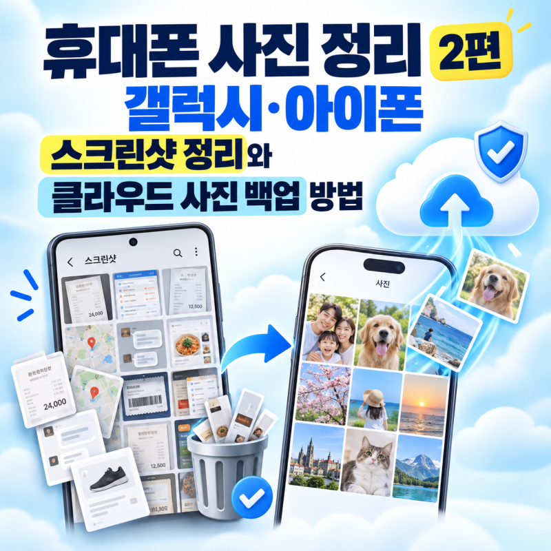 휴대폰 사진 정리 2편｜갤럭시·아이폰 스크린샷 정리와 클라우드 사진 백업 방법
