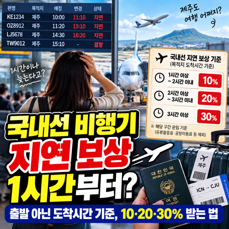 국내선 비행기 지연 보상 1시간부터? 출발 아닌 도착시간 기준, 10·20·30% 받는 법