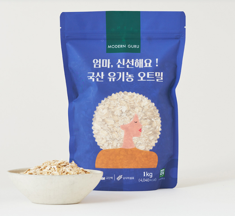 국산 유기농 오트밀 1kg, 편스토랑 롤드오트 압착귀리 아기 이유식 오나오 대용량