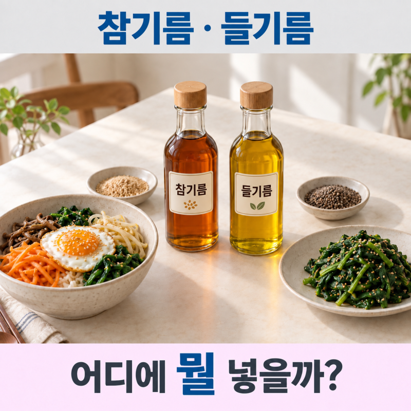 참기름 들기름 차이 | 나물 · 볶음요리엔 뭐가 맞을까? 보관법까지 정리