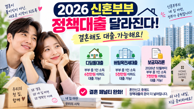 2026 신혼부부 정책대출 달라진다｜결혼해도 디딤돌·버팀목 받을 수 있을까?