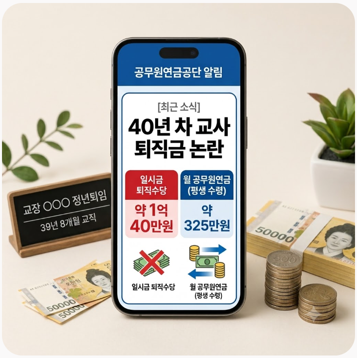 "이 돈 받으려고 평생 버텼나" 40년 차 교사 퇴직금 논란