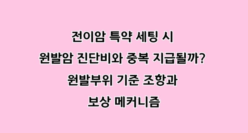 전이암 특약 세팅 시 원발암 진단비와 중복 지급될까? 원발부위 기준 조항과 보상 메커니즘