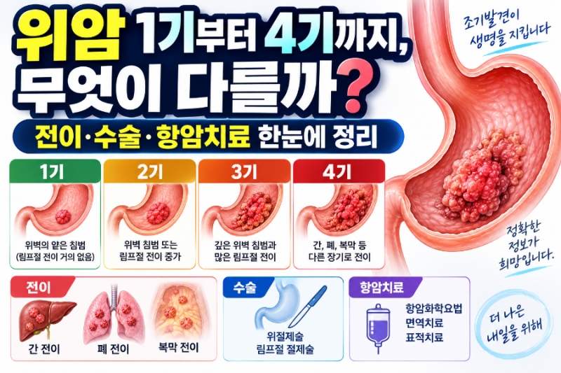 위암4회|위암 1기·2기·3기·4기 차이｜병기별 전이와 치료 방법 총정리