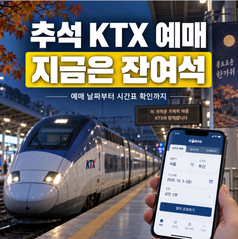 2026 추석 KTX 예매 총정리｜예매 날짜·KTX 열차시간표·노선·잔여석