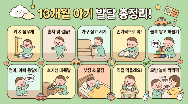 13개월 아기 발달 총정리, 키 몸무게부터 수면 식사량 언어 신체발달까지