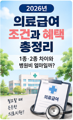2026년 의료급여 조건과 혜택 총정리, 1종·2종 차이와 병원비 얼마일까?