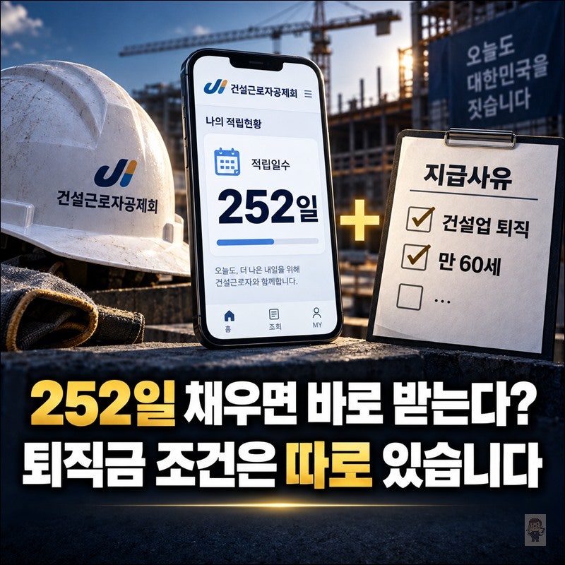 건설공제조합퇴직금 신청조건 "252일 채우면 바로 받을 수 있을까?"