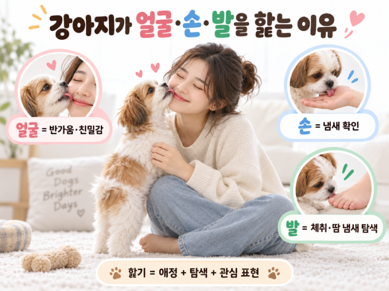 강아지가 내 얼굴을 핥는 건 정말 ‘뽀뽀’일까? 얼굴·손·발을 핥는 이유는 조금 다릅니다