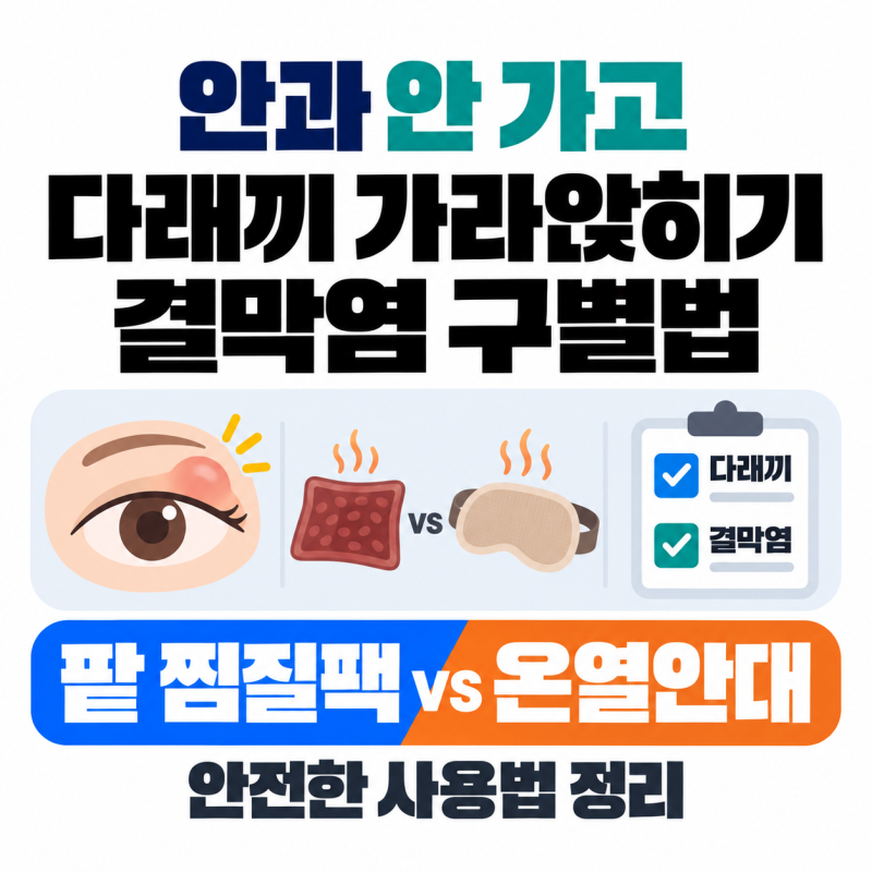 안과 안 가고 다래끼 가라앉히기: 팥 찜질팩 vs 온열안대 사용법과 결막염 구별법