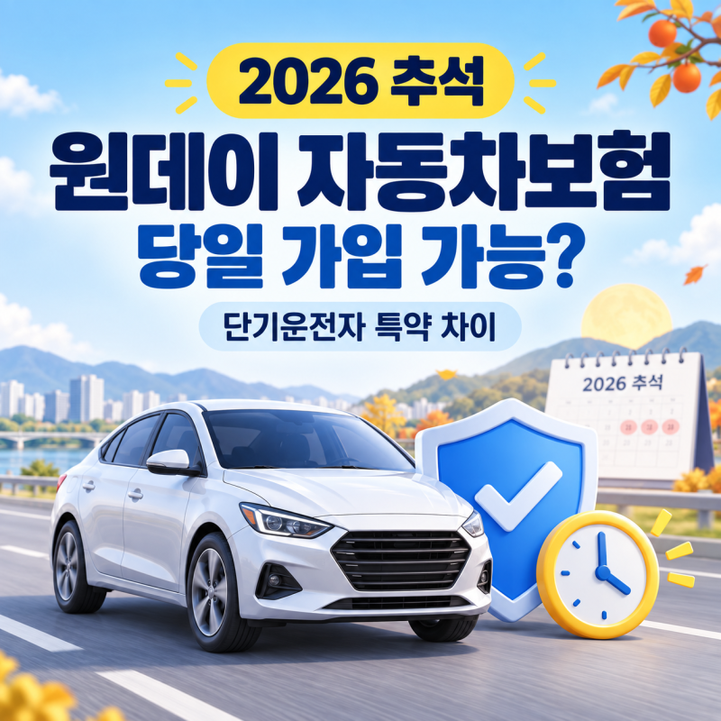 2026 추석 원데이 자동차보험 가입 방법｜당일 가입·단기운전자 확대특약 차이