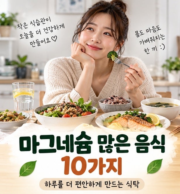 마그네슘 많은 음식 10가지 | 효능부터 일상 식단까지