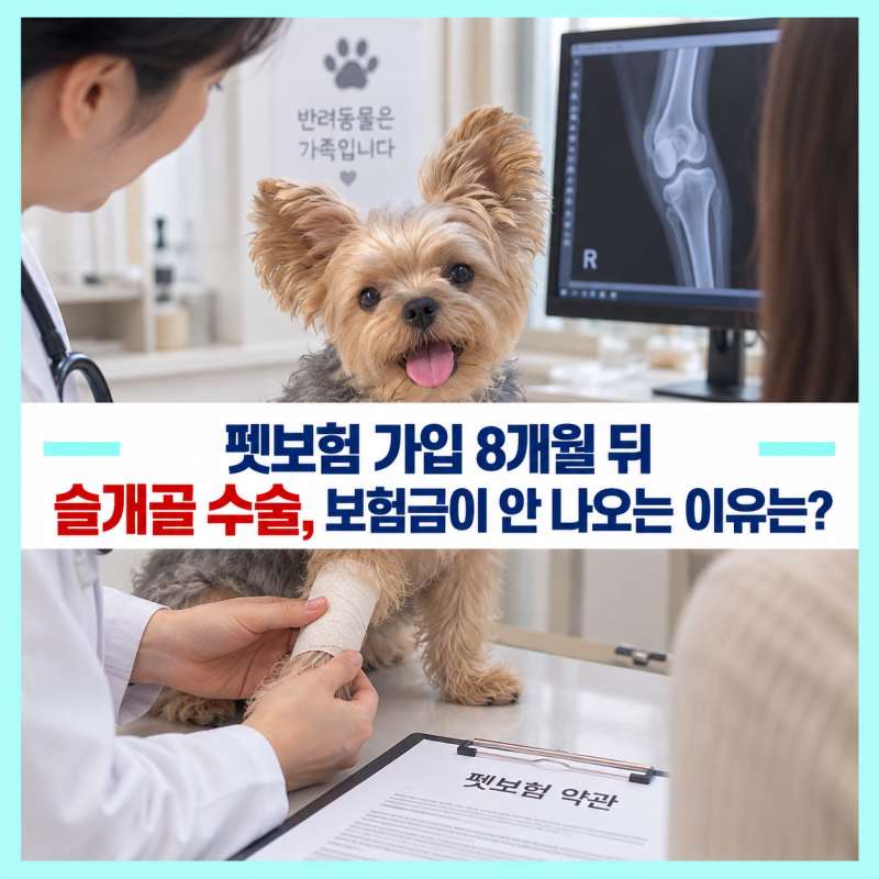 펫보험 가입 8개월 뒤 강아지 슬개골 수술, 보험금이 안 나오는 이유는?