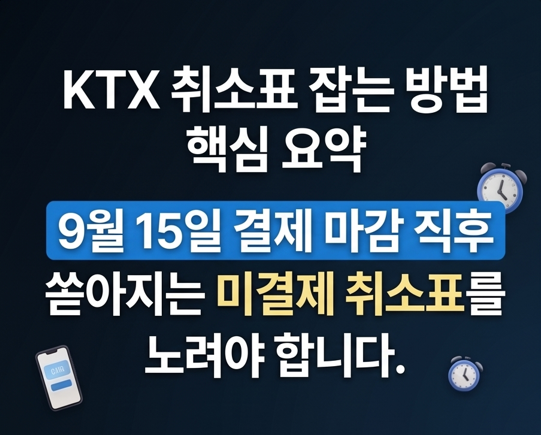 KTX 취소표 잡는 방법 (+ KTX 입석 방법, 취소표 풀리는 시간)