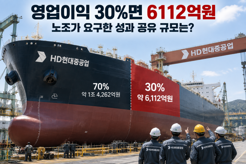 HD현대중공업 영업이익 30%면 6112억원｜노조가 요구한 성과 공유는 얼마일까