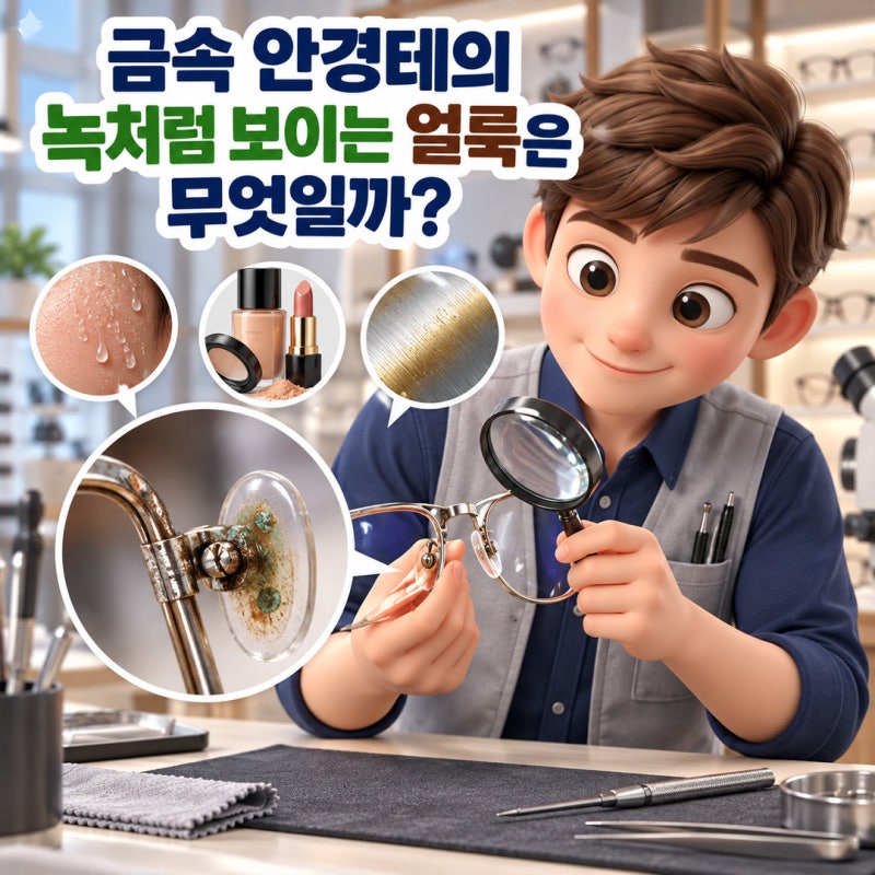 금속 안경테의 녹처럼 보이는 얼룩은 무엇일까? : 아이데코방이점 : 방이동안경 : 송파나루안....