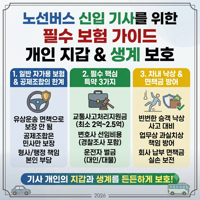 버스 영업용 운전자보험 "승객 넘어지면 면책금 수십만 원 내야 할까?" 필수 특약 3가지와 가....