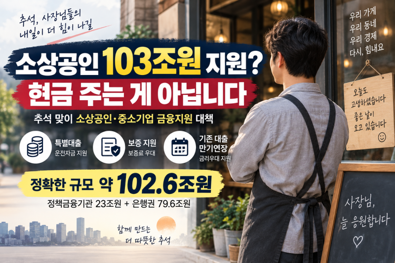 “소상공인 103조원 지원?” 현금 주는 게 아닙니다…추석 특별대출 누가 받을까