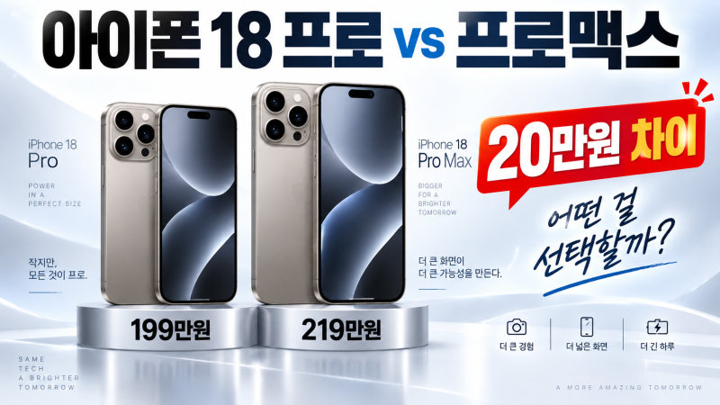 아이폰 18 프로 vs 프로 맥스 차이 비교, 20만원 더 쓸 가치가 있을까?