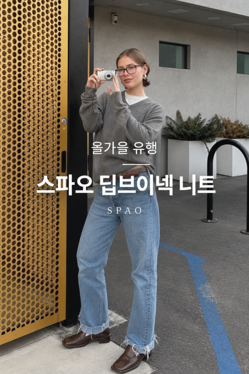 스파오 가을 니트 찾았다 딥 브이넥 니트로 가을코디 완성