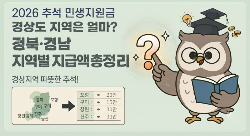 2026 추석 민생지원금 경상도 지역은 얼마?｜경북·경남 지역별 지급액 총정리