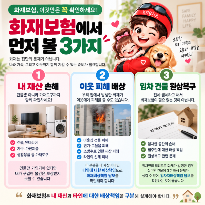 화재보험, 아파트 단체보험만 있으면 충분할까? 자가·전세·월세 체크하기
