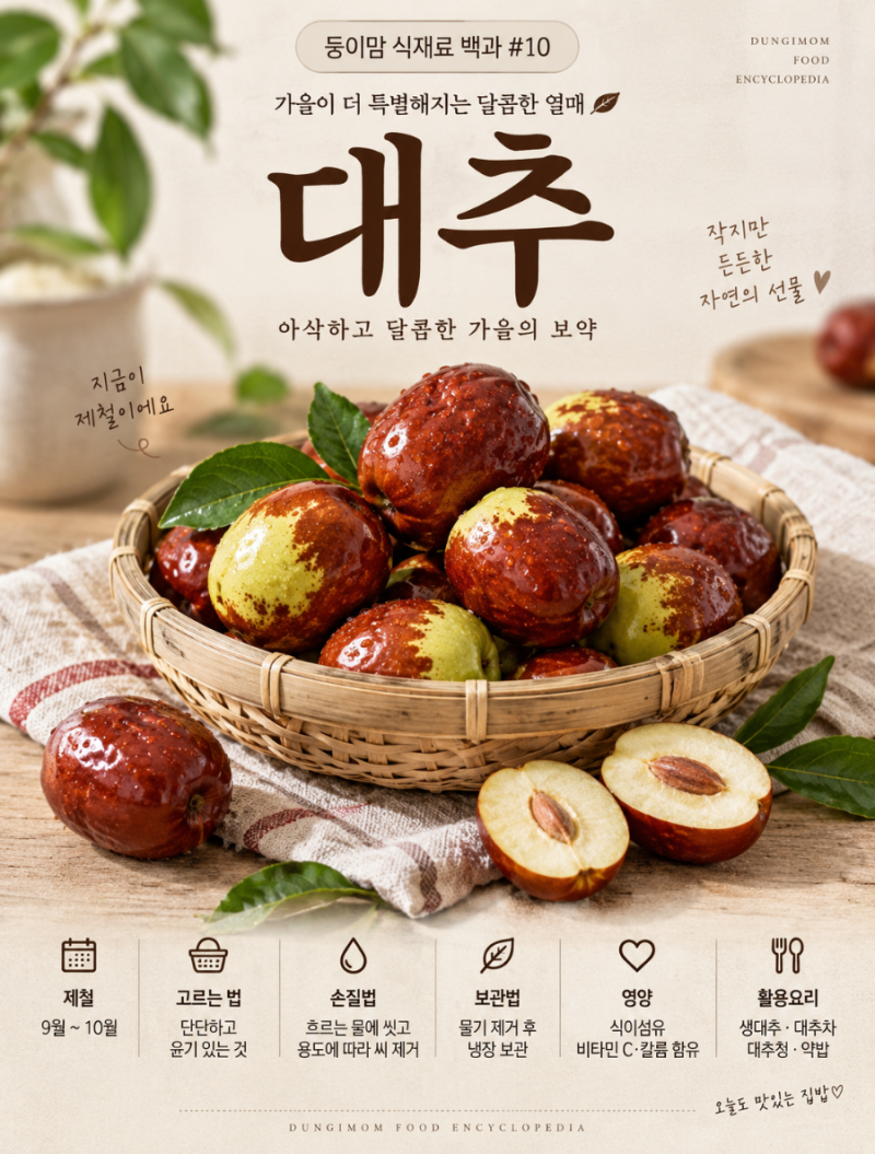 가을 대추 제철 고르는 법부터 손질 보관법까지 생대추 완벽 정리