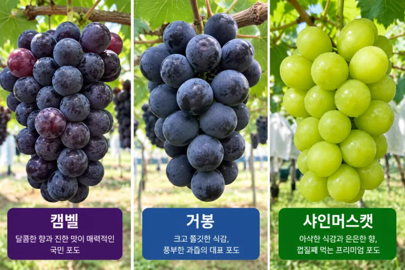 맛있는 포도 고르는 법｜캠벨·거봉·샤인머스캣, 추석 포도선물 고를 때 이것만 보세요