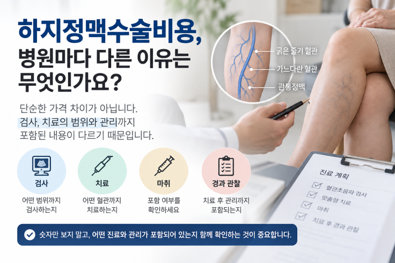 하지정맥수술비용 차이나는 이유와 확인할 기준 3가지