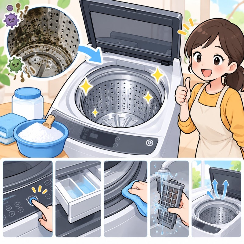 통돌이 세탁조 청소, 곰팡이·냄새 없애는 법