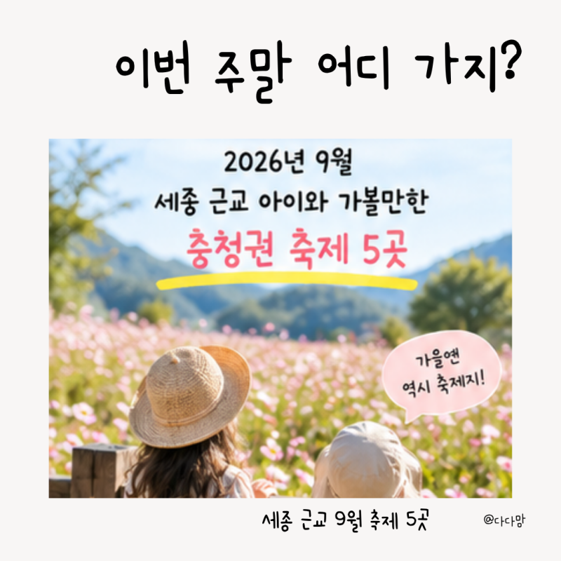 2026년 9월 아이와 가볼만한곳 세종 근교 충청도 주말 축제 5곳