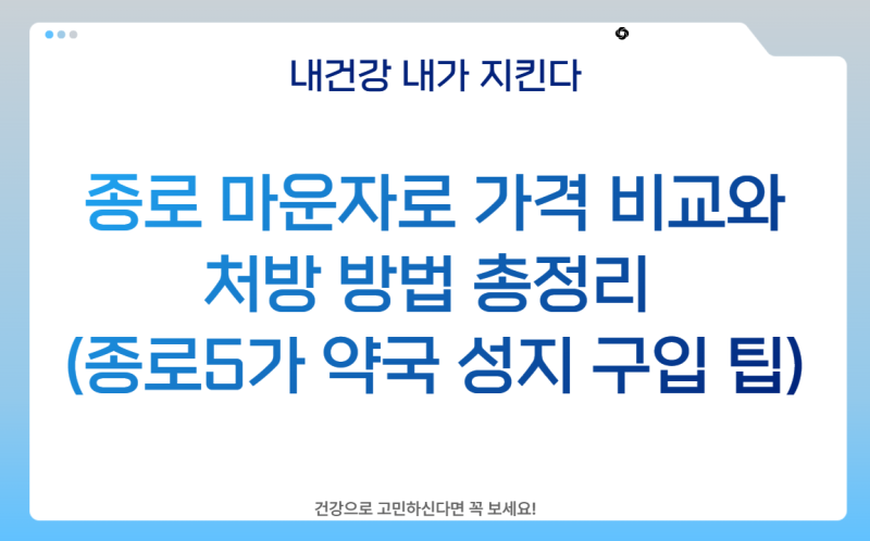 종로 마운자로 가격 비교와 처방 방법 총정리 (종로5가 약국 성지 구입 팁)