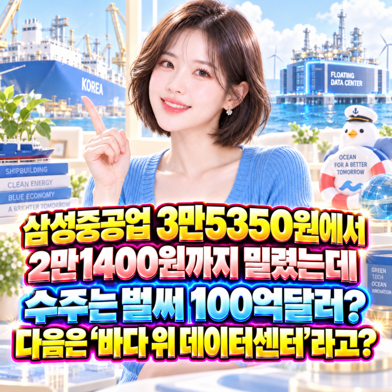 삼성중공업 주가 3만5350원에서 2만1400원까지 밀렸는데 수주는 벌써 100억달러? 다음은 ‘바다 ....